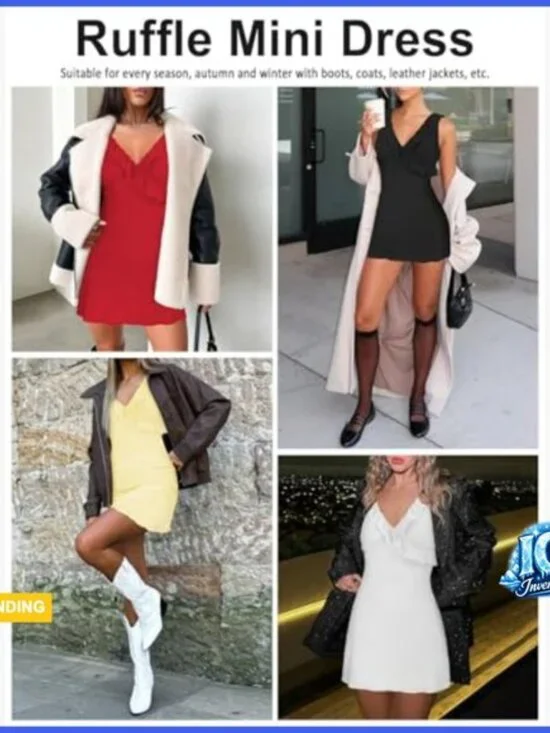 Sleeveless V-Neck Backless Ruffles Bodycon Mini Dress for Party - Picture 6 of 6